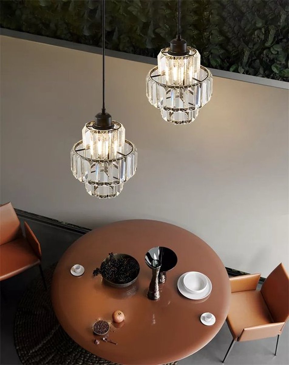 Crystal Hanglamp - Moderne Hanglamp - Zwart - 15 cm - Kroonluchter Hanglamp - E27