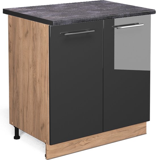 Meuble bas sous-évier Fame-Line Gris foncé 80cm , PT Anthracite Vicco | Gris foncé | Meuble sous évier 80 cm, PT anthracite | 406673151713803