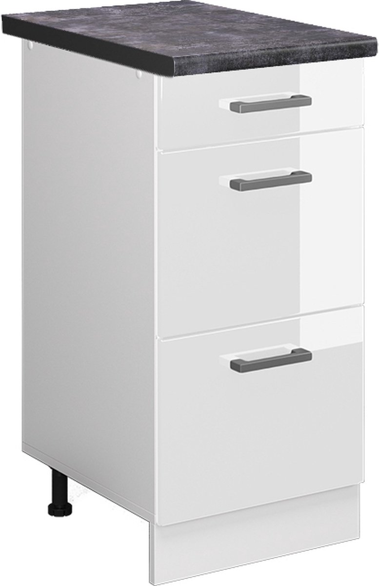 Vicco R-Line Keukenonderkast – 40 cm met laden, WB Antraciet Wit Hoogglans