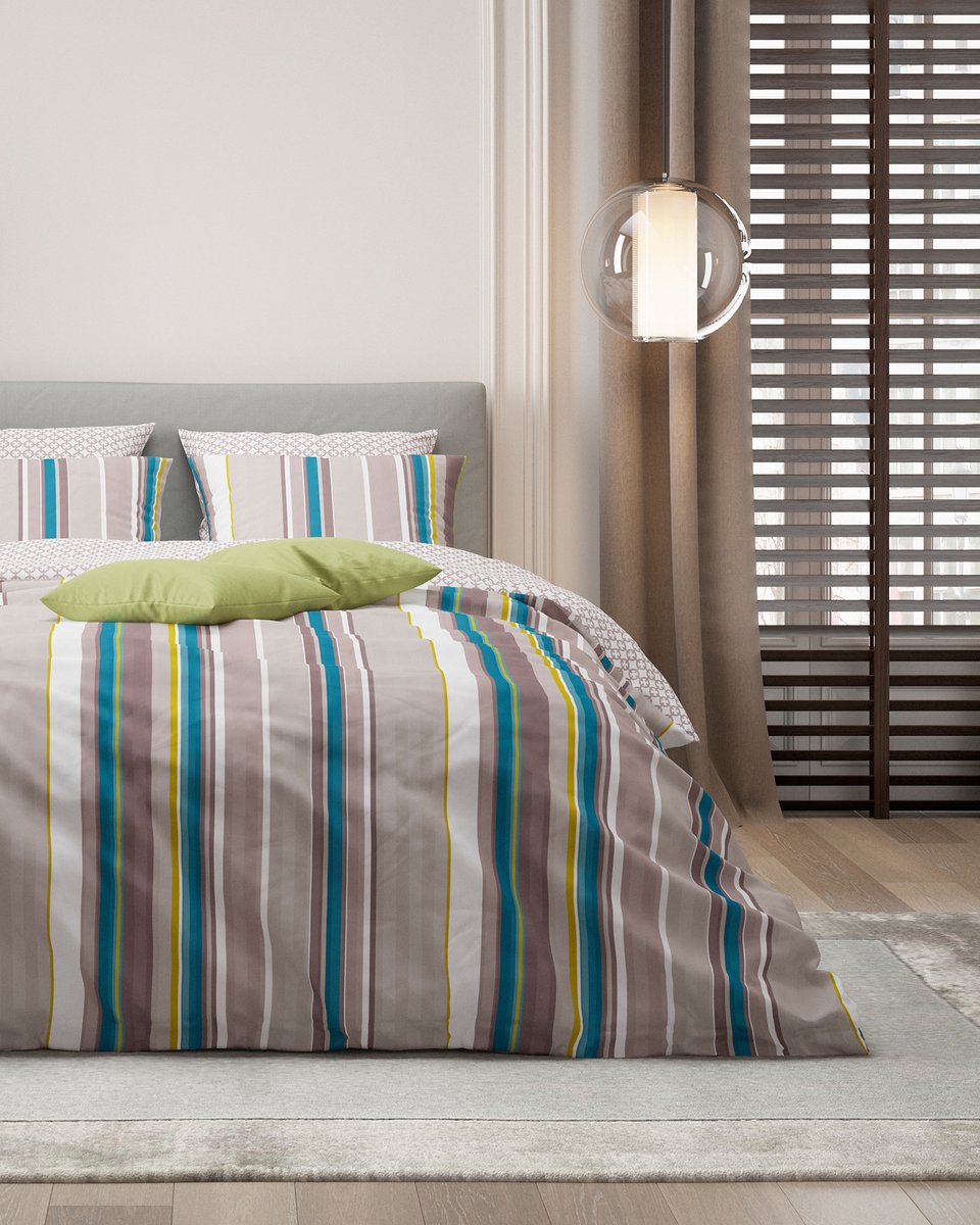Mistral Home - DEKBEDOVERTREK - percale - 260 x 240 cm + 2x 65 x 65 cm - extra breed - effen kleur - blauw