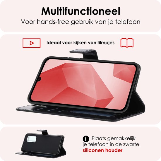 Étui adapté pour Samsung A16 Case Book Case Cover Flip Cover Wallet Bookcase - Zwart