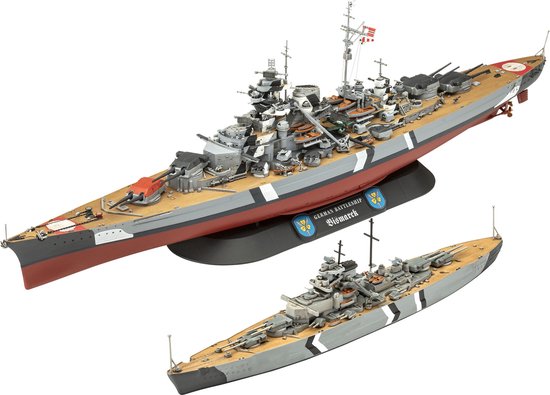 Revell Modelbouwpakket Schepen - - 1:1200 05637 De legendarische Bismarck - 2 Schepen! - Geschenkset Plastic - 1:700 -