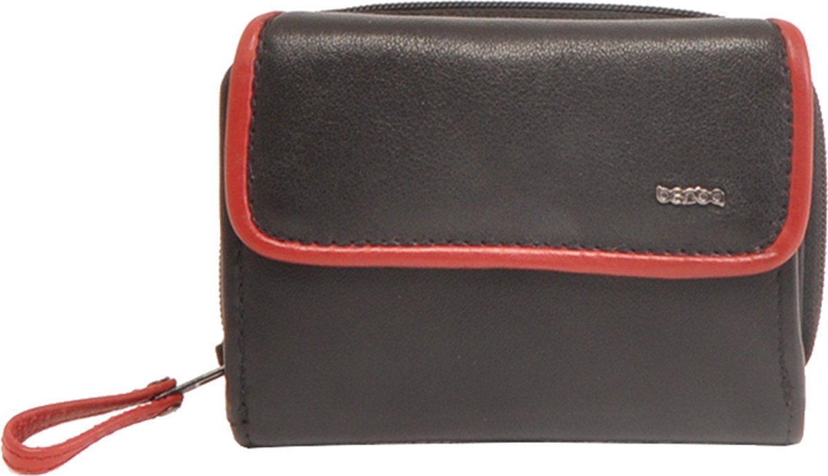 Berba | Soft | Damesportemonnee | 6 pasjes | Zwart / Rood | Leer