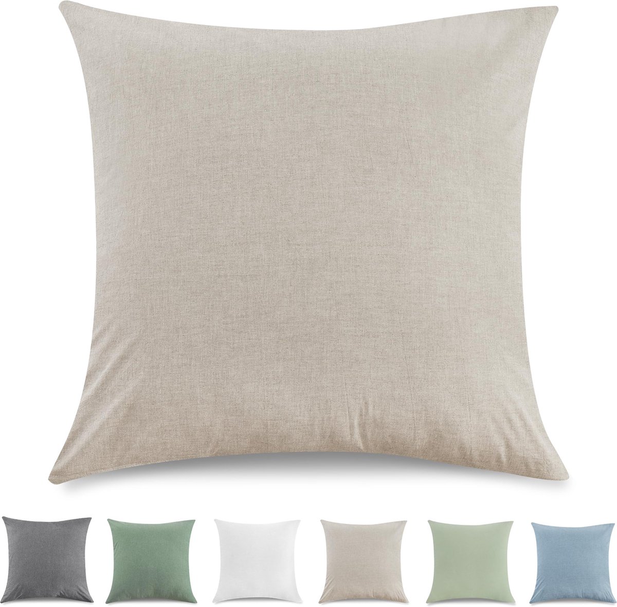 Goodivery ® Kussenslopen Set van 2 - Luxe Linnenlook, Zacht Katoen, Donkerbeige, 45x45 cm