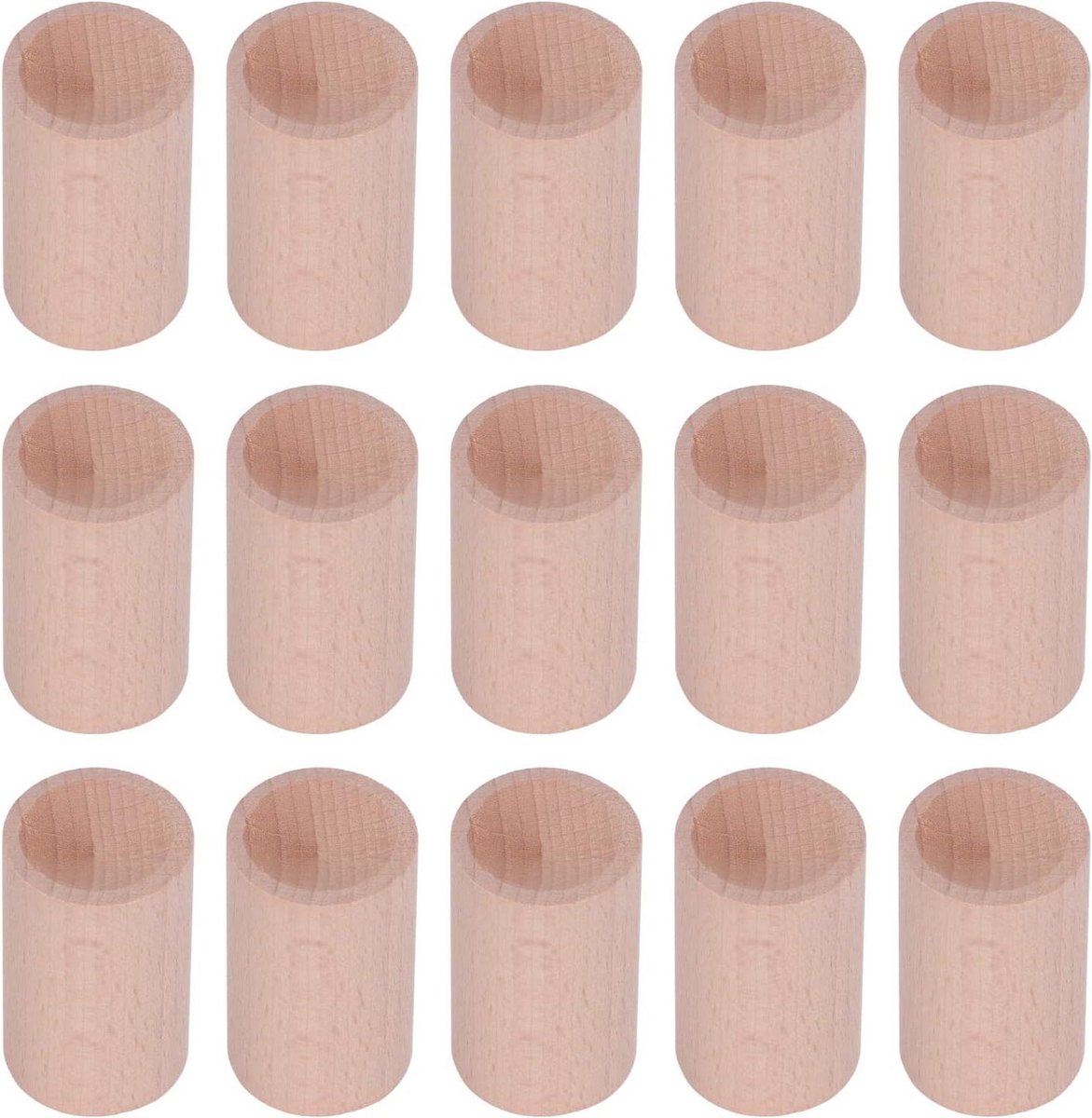 Image of 15PCS Cilindrische Vorm Beech Fine Polishing Glad Oppervlak Houtnerf Houten Diffuser - Handgemaakt - Delicate Textuur - Draagbare Mini - Aromatherapie