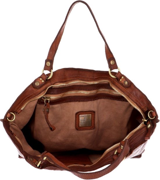 CAMPOMAGGI Leren Handtas Shopper Shopping Bag Cognac Bruine