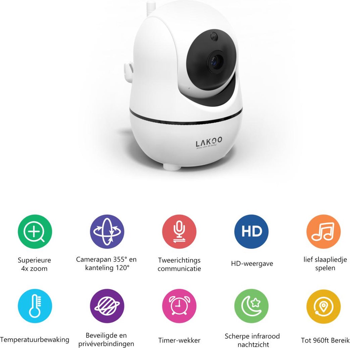 Helios2day LAKOO HD Babyfoon met Camera en Monitor 3.5 Inch - afbeelding 3