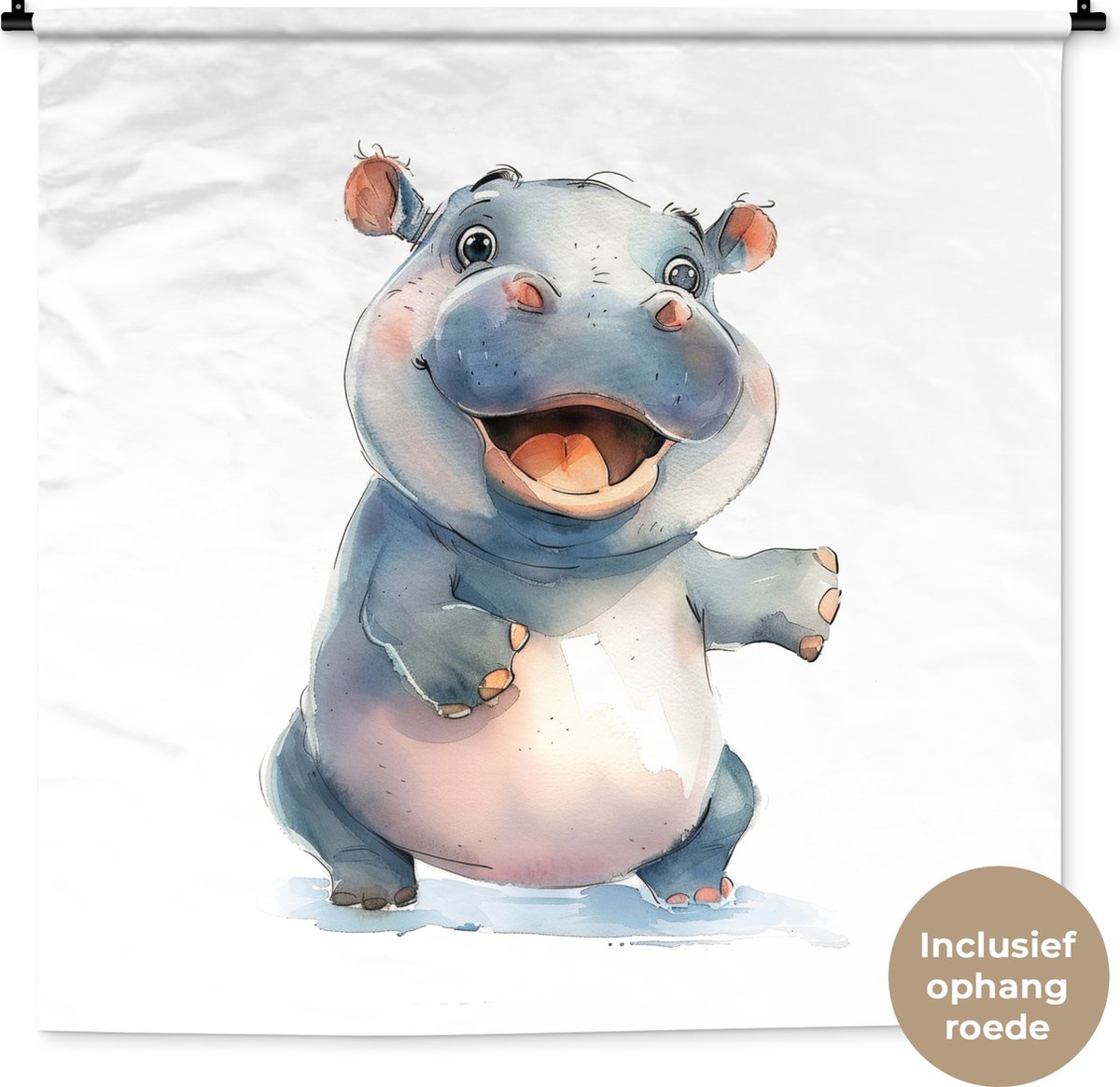 Wandkleed 150x150 cm - Wanddoek Nijlpaard - Baby dier - Dieren - Wandtapijt - Wandkleden
