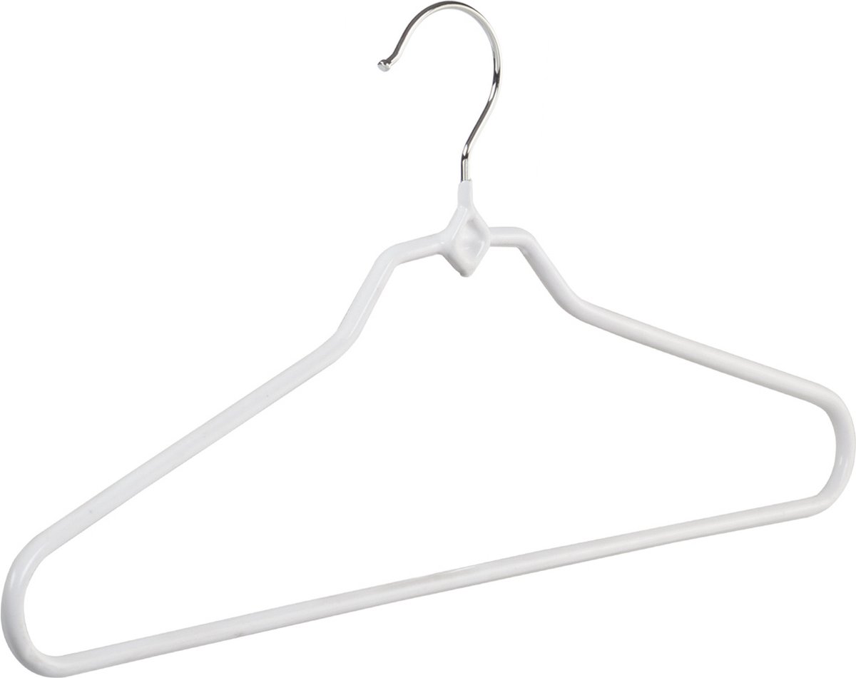 De Kledinghanger Gigant - Broekhanger - Volwassenen - 8348 - 40 Stuks - metaal - Wit - Anti-slip Coating - 40 cm - Pantalonhanger - Kledinghanger - Kleerhanger (8348_01/40)