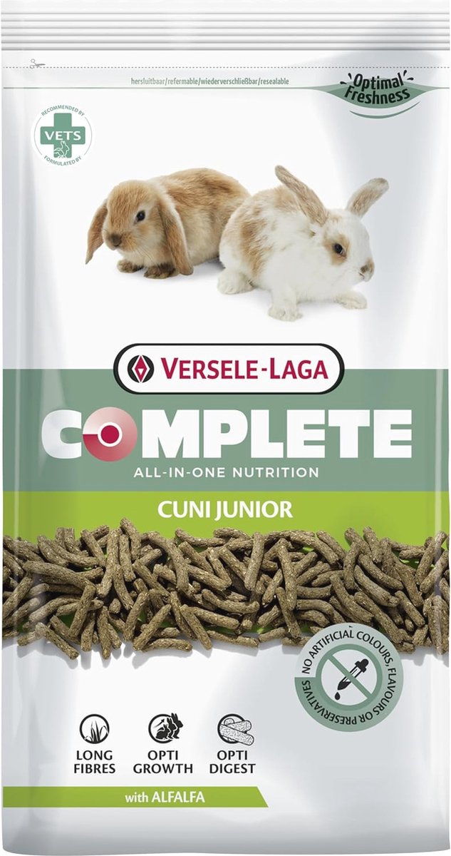 Complete Cuni Junior Extrudaten voor Dwergkonijnen – Volledige Voeding voor Konijnen van 6 tot 8 Maanden – 1,75kg