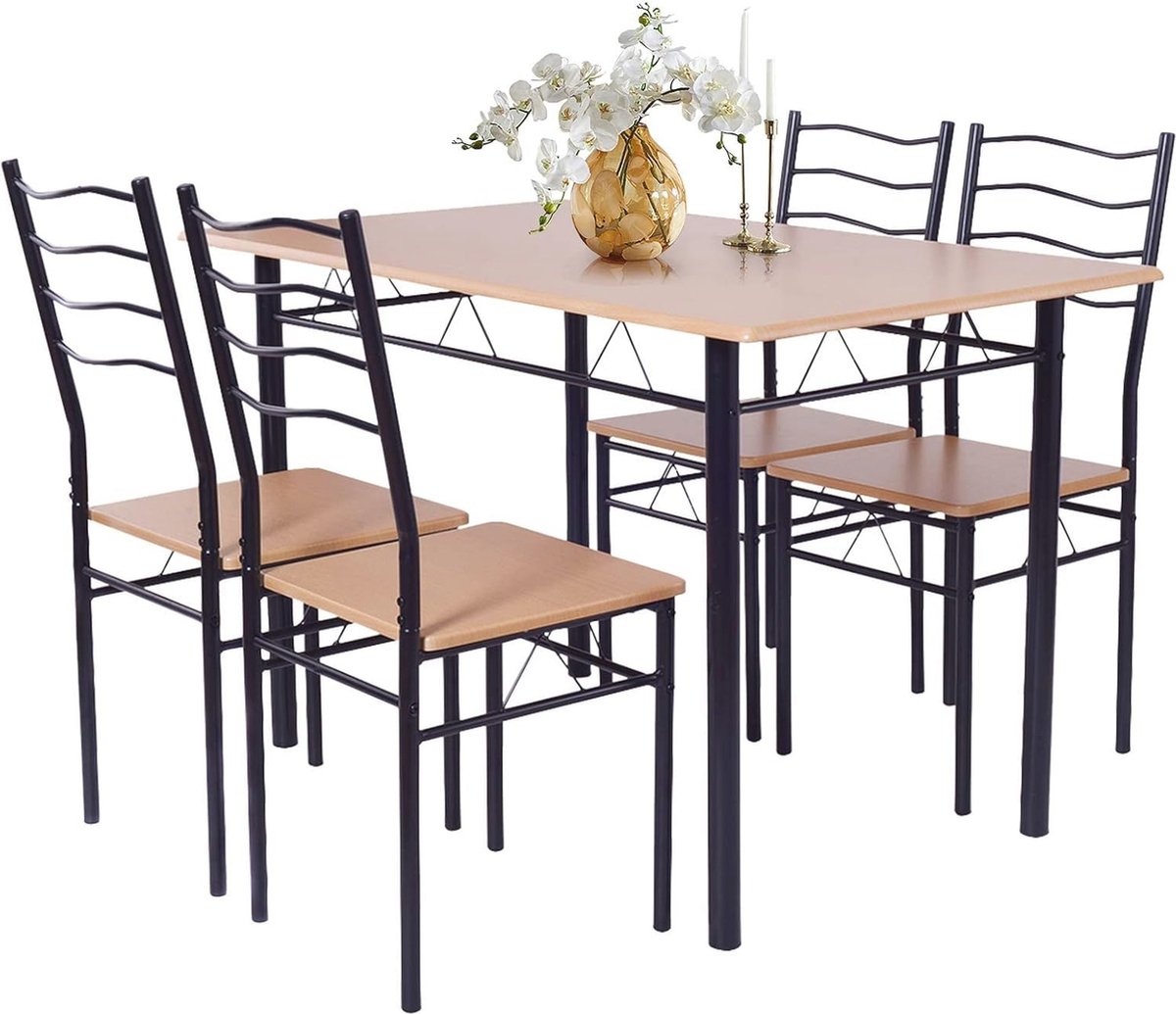 Eettafelset met 4 stoelen - Ruimtebesparende eetgroep voor eetkamer en keuken
