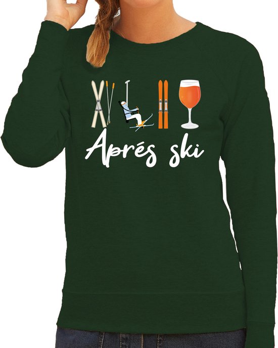 Bellatio Decorations Pull d'après-ski femme - Après-ski - vert - sports d'hiver - drôle - ski/snowboard XS