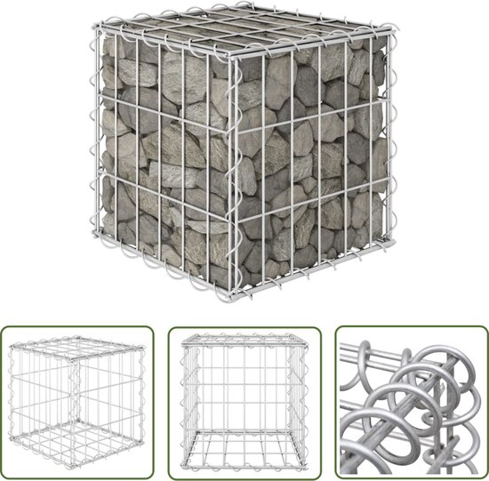 Jardinière en gabion The Living Store 30x30x30 cm - Acier inoxydable - Durable et stable