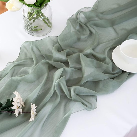 Xiaozhifu 4 stuks saliegroene tafellopers, saliegroen kaasdoek Xiaozhifu 4 stuks saliegroene tafellopers, saliegroen kaasdoek