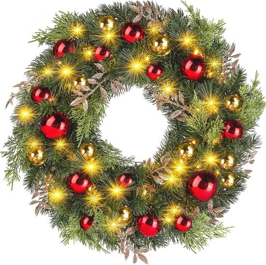 Kerstkrans Van Dennentakken Versierd Met Een Slinger Met De Inscriptie Erin 201926 1019