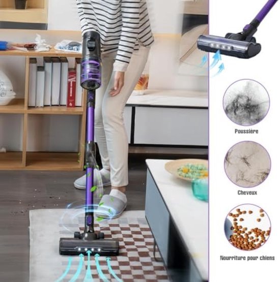 Avamia Kabelloser Stabstaubsauger, bis zu 55 Minuten leichter Staubsauger mit bürstenlosem Motor, LED-Bildschirm, Anti-Tangle-Bürste, wiederaufladbarer kabelloser Staubsauger für Zuhause Tierhaare