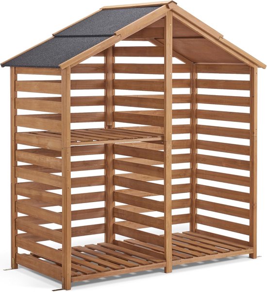 ESTEXO Brandhoutopslag - Houten Schuilplaats - Cortenstaal - RVS Brandhoutrek - 200x200x38 Cm - Voorgeroest - Privacywand & Stapelhulp