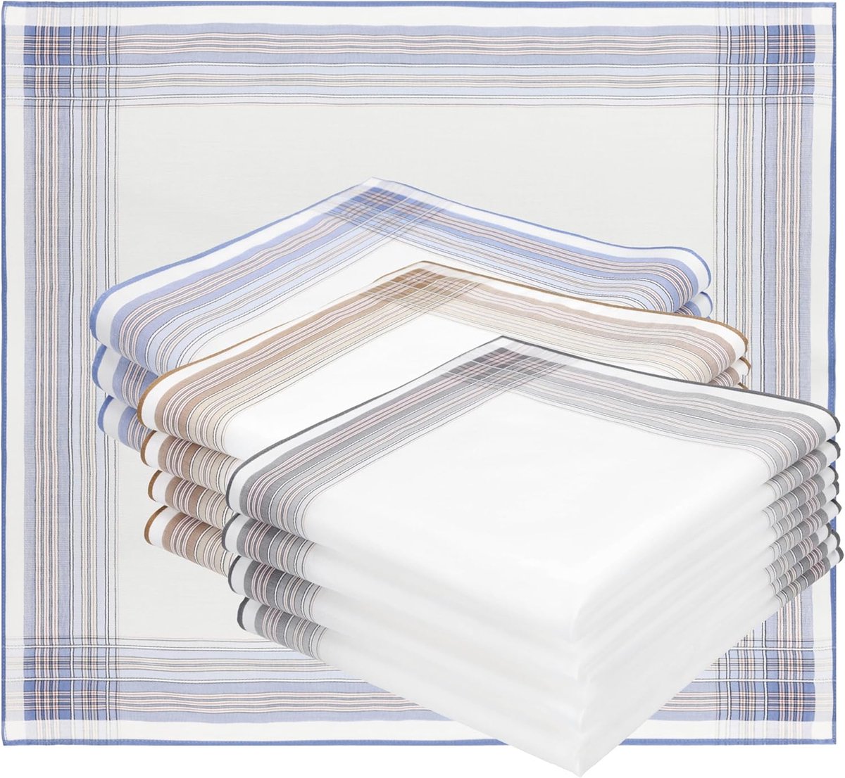 12 Stuks Heren Stoffen Zakdoeken Set - 100% Katoen - Maat 43x43 cm