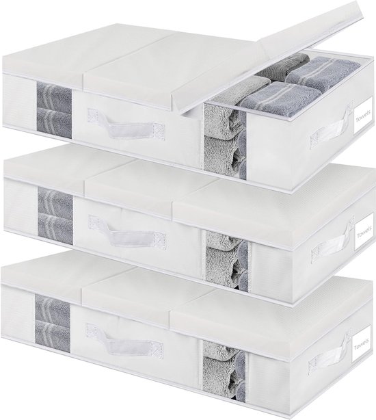 Budding Joy 6 Stück 90L Aufbewahrungstasche, Aufbewahrungsbox mit Deckel Große, Umzugskartons
