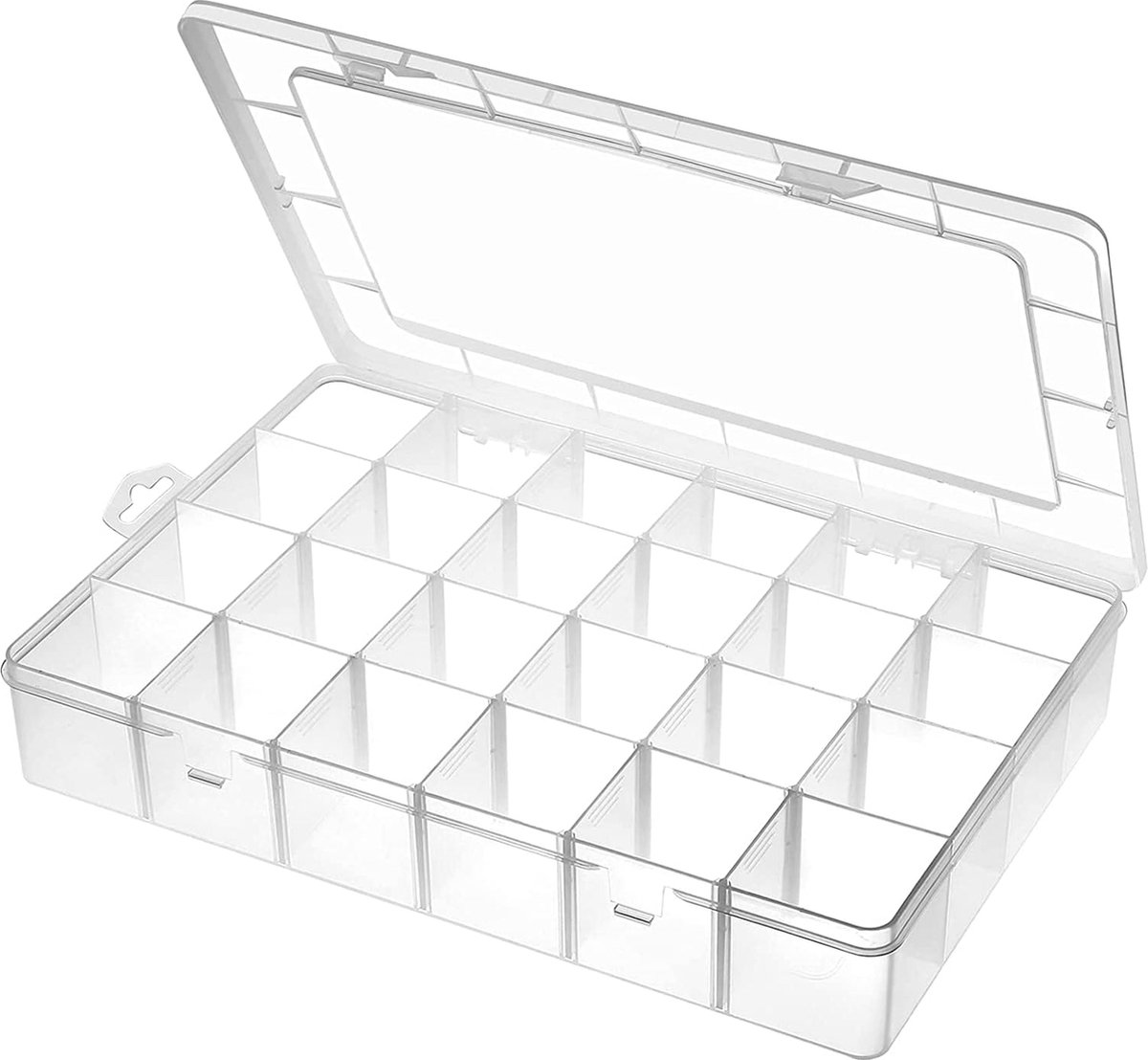 Extra grote plastic sorteerdoos met 24 vakken, voor kleine onderdelen, opbergdoos met deksel, assortimentsdoos, sieradenorganizer box voor oorbellen, zaaigoed, kralen