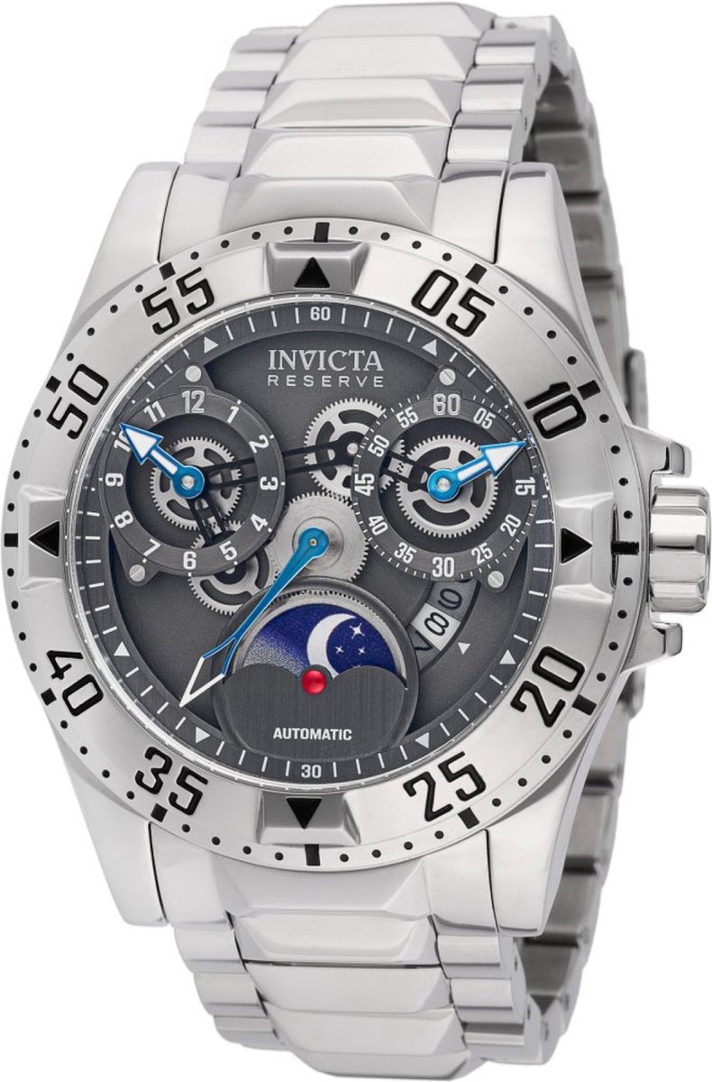 Invicta Reserve - Excursion 47570 Heren Horloge - Waterdicht - Analoog - Automatisch Uurwerk - Roestvrij Staal met grijze Wijzerplaat - 49mm