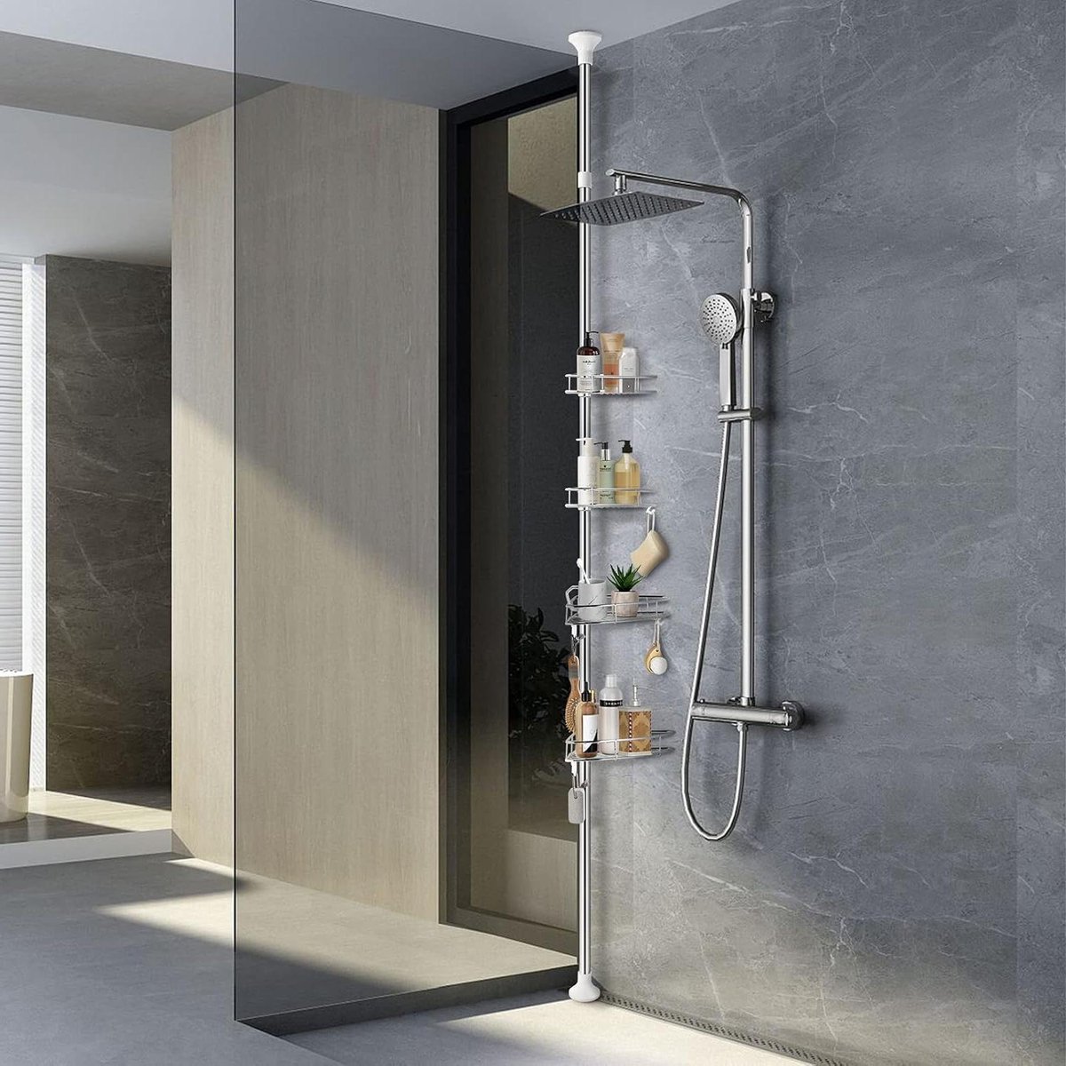 Badkamer Opbergrek 4 Lagen Roestvrij Staal - Eenvoudig te Monteren - Zilver Design