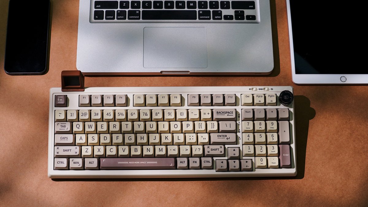 EPOMAKER RT100 - Retro White - Mechanisch Draadloos Toetsenbord - 95% - QWERTY - Retro Mechanical Keyboard met Draaiknop en Mini Scherm - Flamingo Switch thumbnail 8