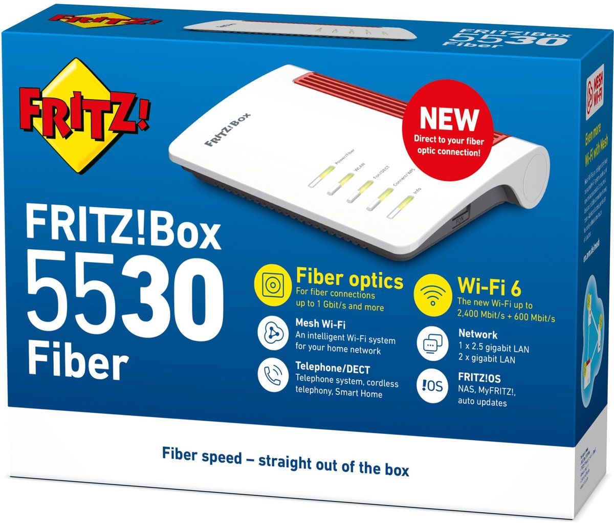 FRITZ!Box 5530 Glasvezel/AON - Router - Mesh Master - Dual-band - WiFi 6 - 600 Mbps - 2400 Mbps – foto 6