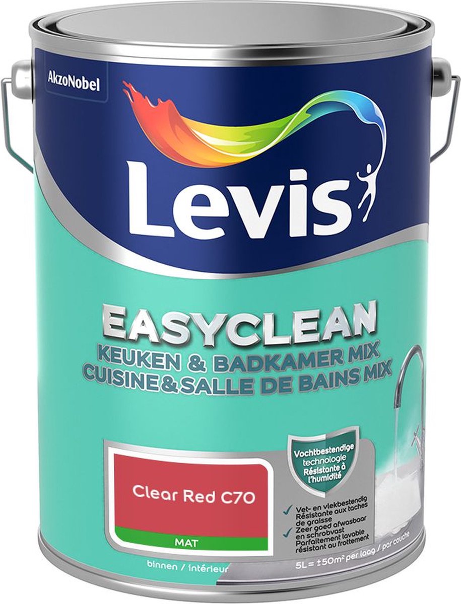 Levis - Easyclean Keuken & Badkamer Mix - Clear Red C70 - Mengverf - 5 L