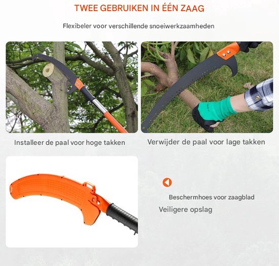 Telescopische snoeizaag PRO - Stokzaag - Heggenschaar - Handzaag - Tuingereedschap — afbeelding 5