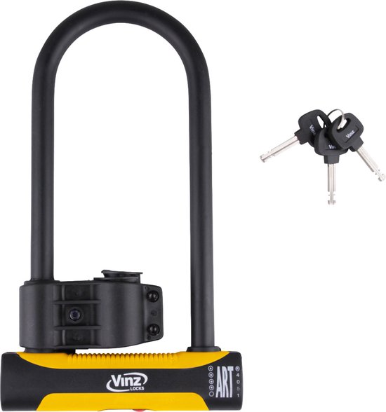 VINZ Grivola ART 4 gekeurd Beugelslot | 3 sleutels |Goedgekeurd voor verzekering Motor, Scooter, Fiets, Bakfiets, E-Bike & Fatbike | Lichtgewicht Motorslot / Fietsslot 1,6kg | 32 cm