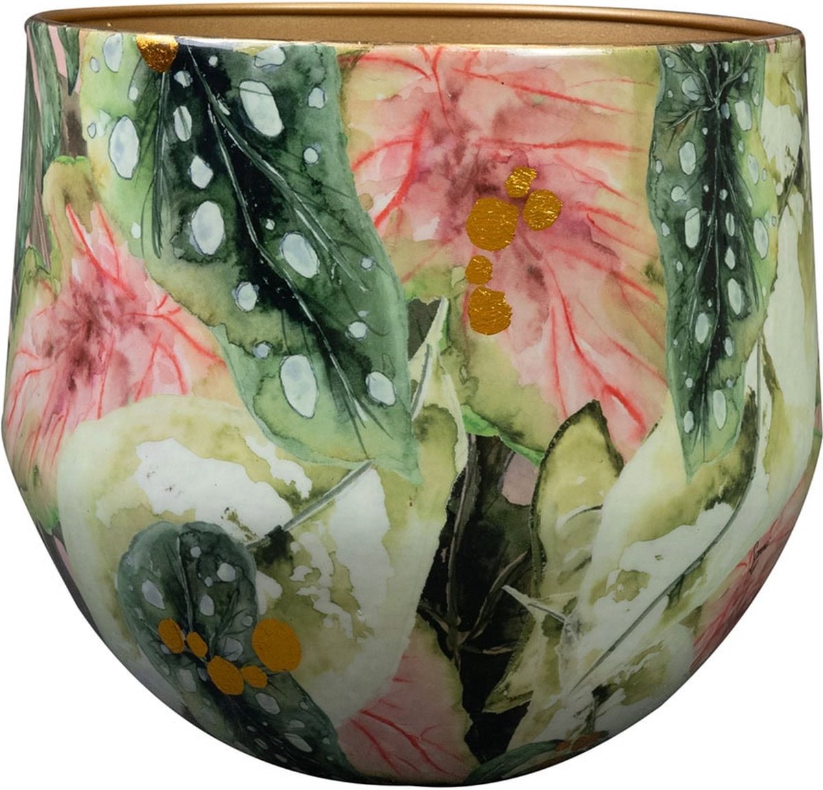 TS Collection - Bloempot Monstera mystery - 28x25 - Metaal & Epoxy - Exclusieve woonitems voor binnen - Handgemaakt - Unieke print - Designed by Lammie