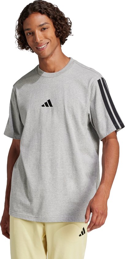 Foto: Adidas sportswear essentials 3 stripes single jersey t shirt heren grijs 2xl