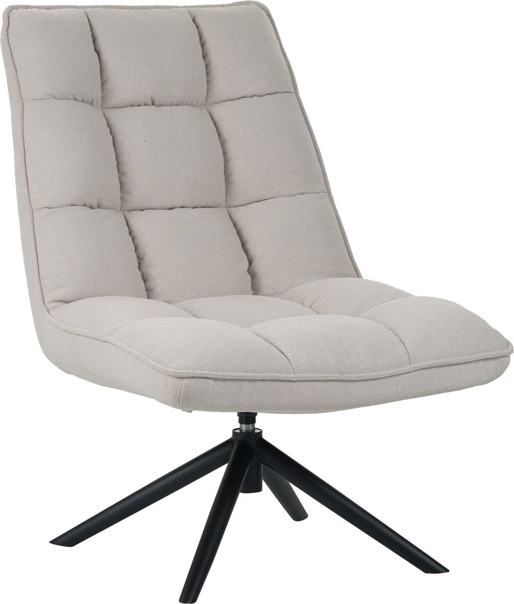 Dimehouse Scandinavische draaifauteuil beige bouclé stof 360° draaibaar Yuki - Stof - Scandinavisch & Basic