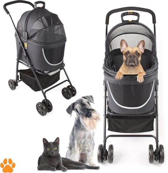 PawHut hondenbuggy, 2-in-1 opvouwbare hondenwagen, multifunctionele