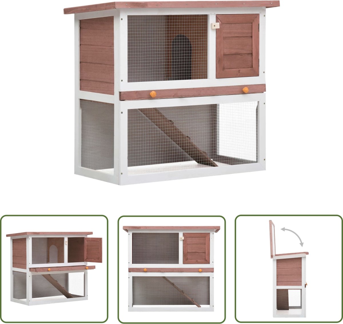 vidaXL Konijnenverblijf – Konijnenhok – Konijnenhok voor buiten met 1 deur hout bruin – Houthak – Diereneindering – Konijnentuin vidaXL Konijnenverblijf – Konijnenhok – Konijnenhok voor buiten met 1 deur hout bruin – Houthak – Diereneindering – Konijnentuin