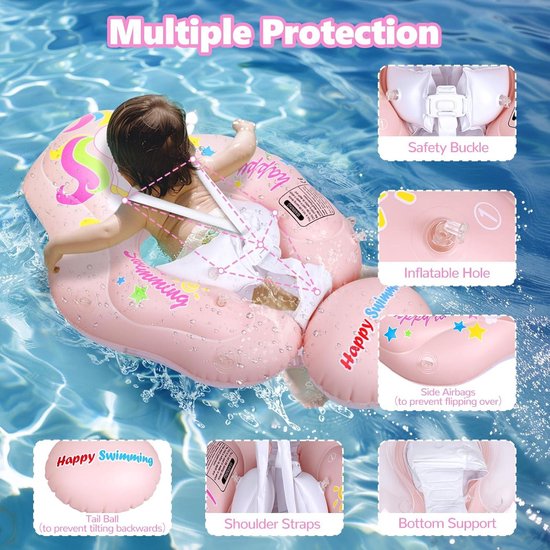 Baby Swim Ring with Canopy - UPF 50+ Sun Protection - Inflatable Pool Float for Babies 6-36 Months van Lobster Pet. — afbeelding 3