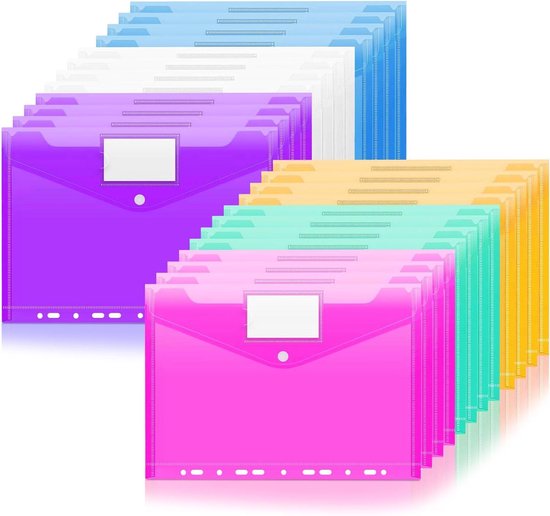 KAHEIGN 5Pcs Plastikhüllen A4 Kunststoff Ordner Dokumentordner mit