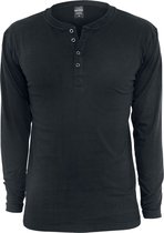 Urban Classics Basic Henley Heren Shirt met lange mouwen - zwart - L