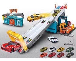 2-in-1 Racebaanset – Speelmat, Racebaan en Opslagdoos – Inclusief 2 Metalen Auto's – Educatief Speelgoed voor Jongens en Meisjes vanaf 3 Jaar