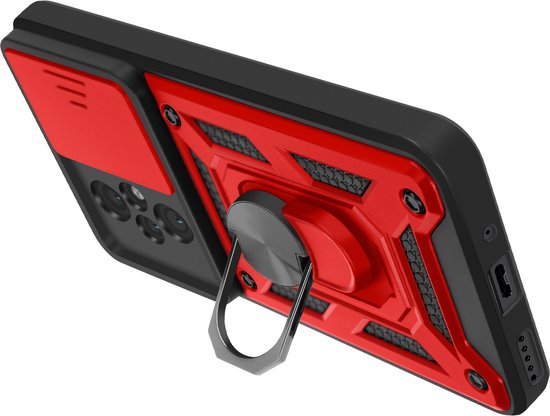 Mayaxess, Hoesje voor Honor 200 Pro Ringsteun Schuifcameradeksel, Rood