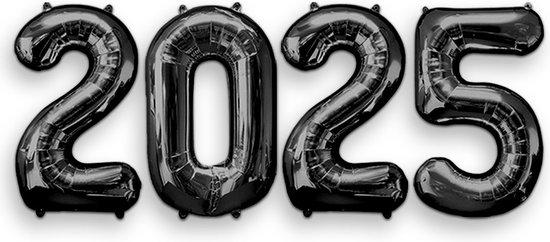 Q2Party - 2025 - New Year - Ballonnen - Set - Zwart - NYE - Versiering - Nieuw Jaar - Decoratie - Happy New Year Ballonnen - XL Formaat