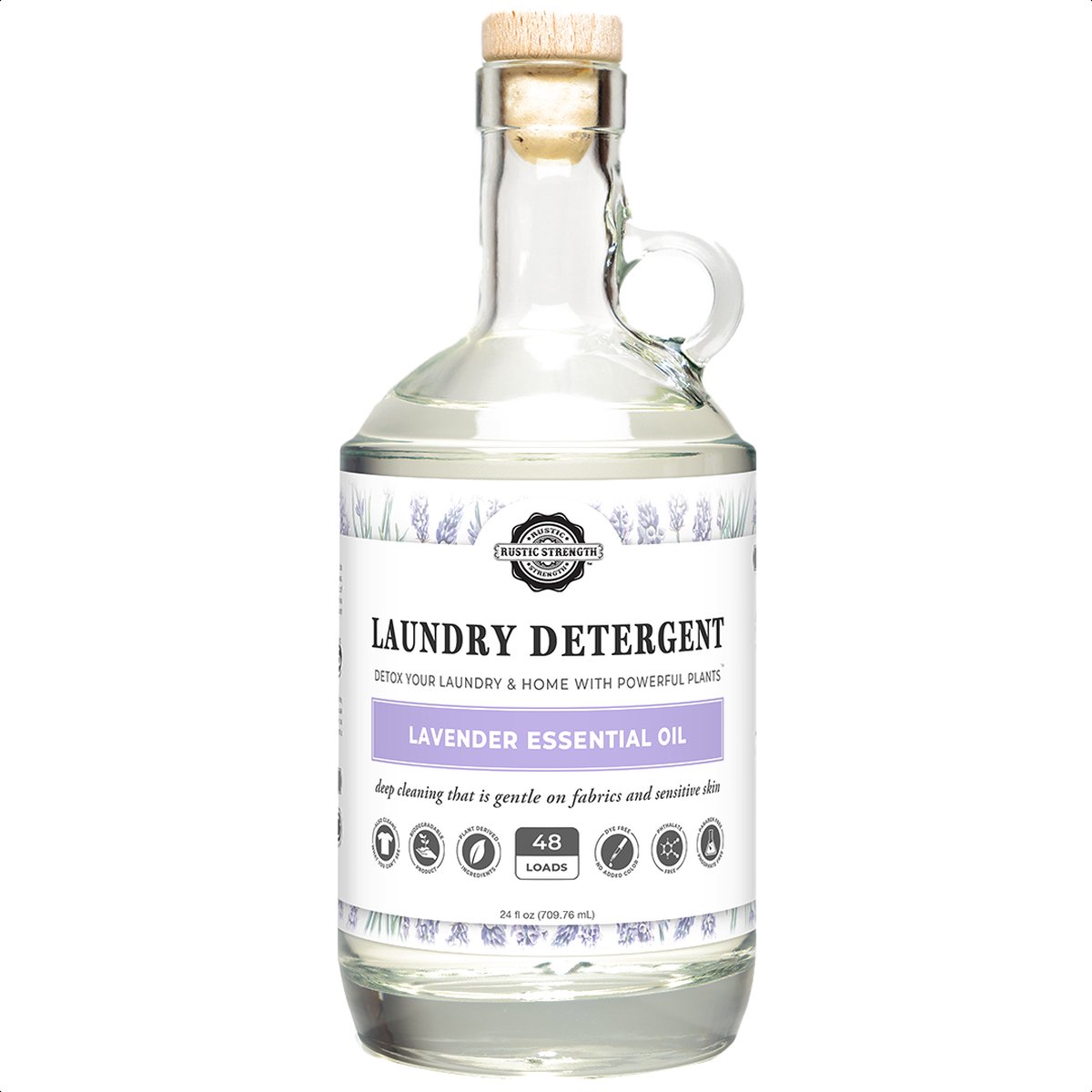 Goedkoopste Rustic Strength Vloeibaar Wasmiddel - Neutraal Detergent - Hypoallergeen, Vegan & Vrij van parabenen - Lavendel & Limoen Etherische Oliën - 48 Wasbeurten
