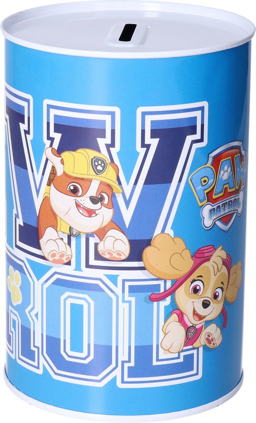 Spaarpot blik van Paw Patrol - voor kinderen - 10 x 15 cm - metaal - kleurenmix - cadeau