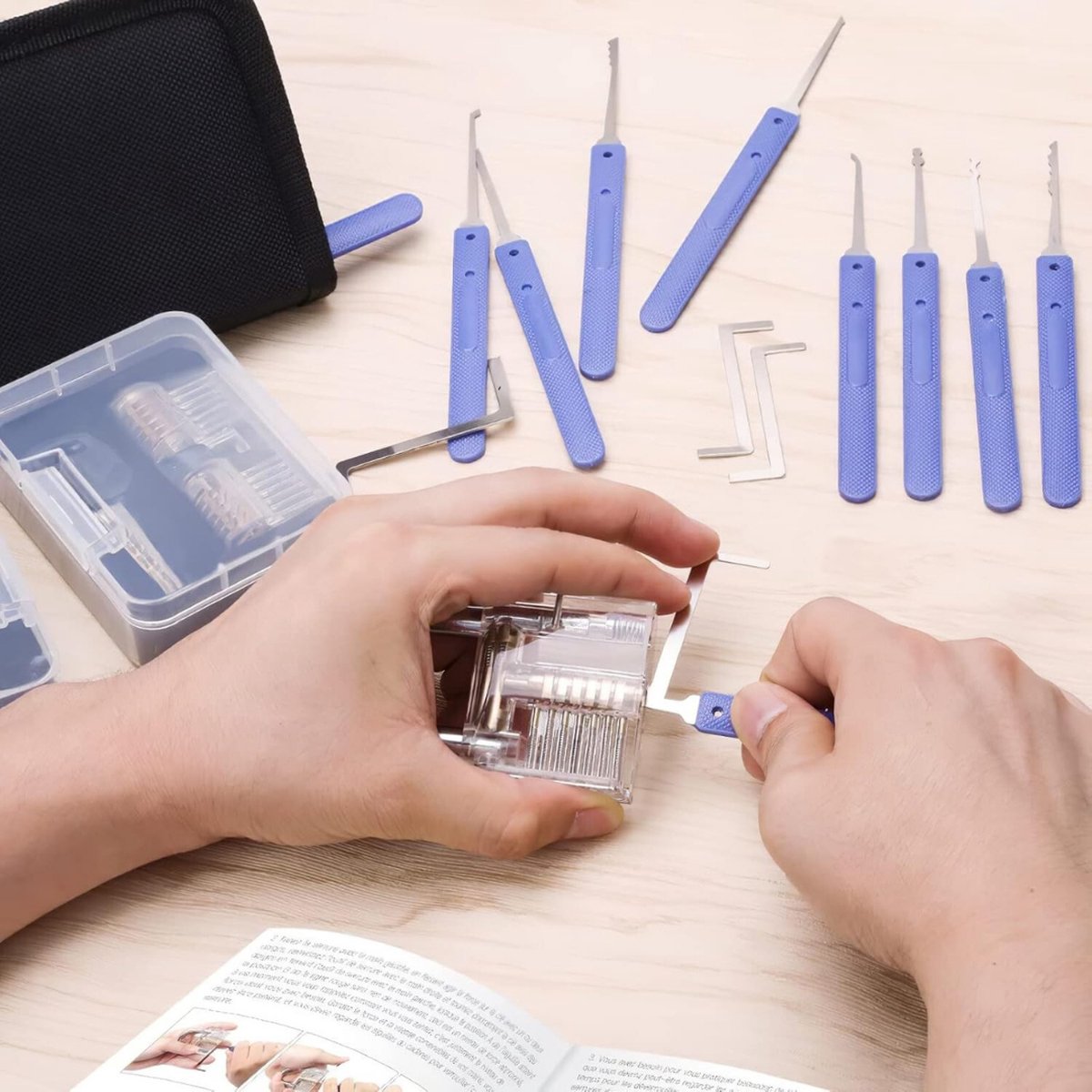 Lockpick Set – met Hangslot Professionele Kwaliteit – Oefenslot met Gebruiksaanwijzing – met Opbergtas — cadeau in Hobby - foto 4