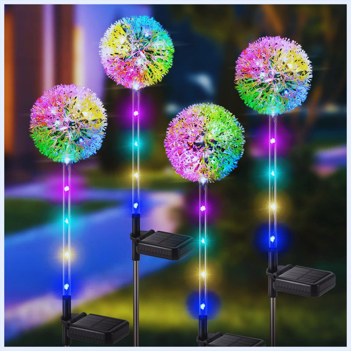 Set Van 4 Zonnelampen Voor Buiten - Paardenbloem Design Met Kleurrijke LED's - IP65 Waterdicht - Perfect Voor Tuin - Balkon En Terras