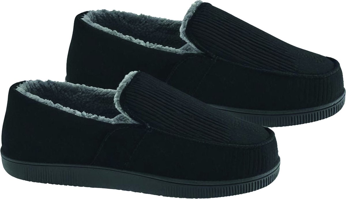 Latona Blanket® Sloffen heren - Pantoffels heren - Rib laag - Zwart - Maat 45/46