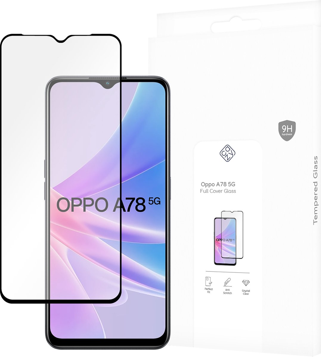 Cazy screenprotector geschikt voor OPPO A78 (5G) - Screenprotector Full Cover Gehard Glas