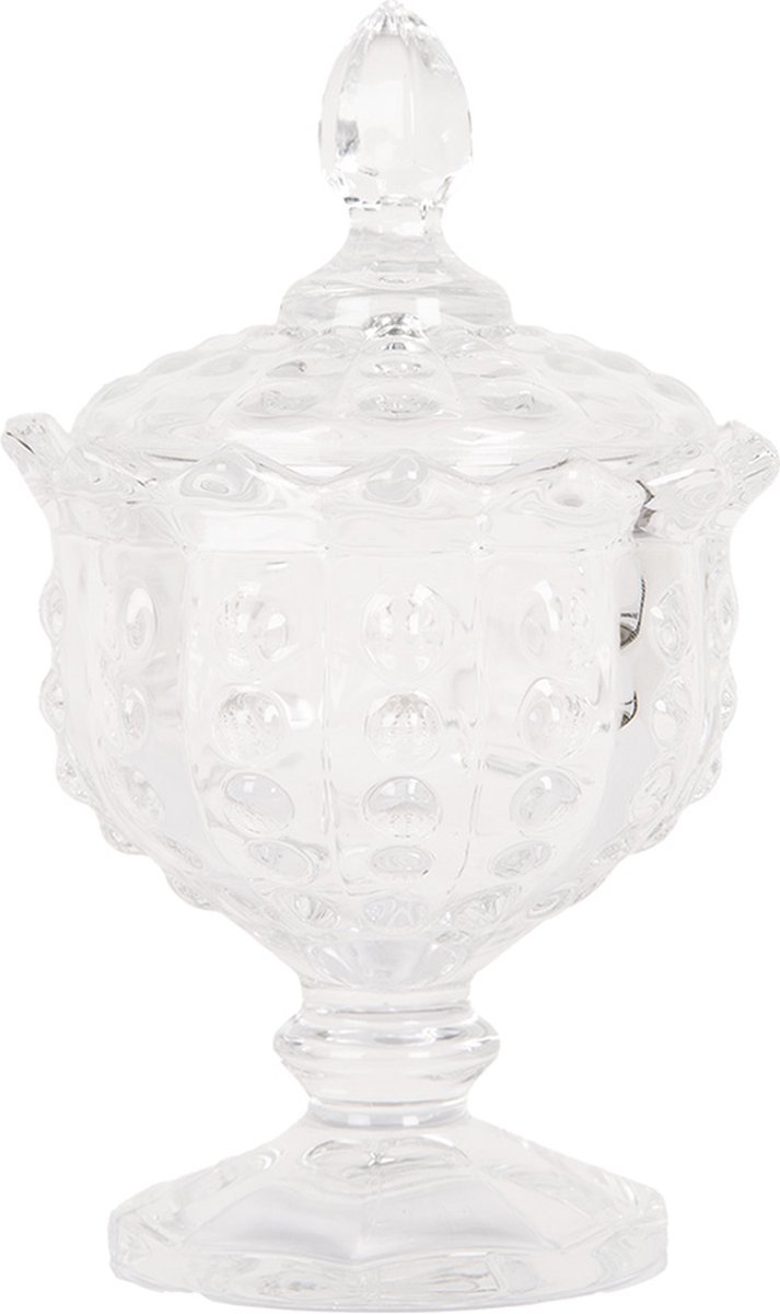 Clayre & Eef Voorraadpot Ø 9x16 cm Transparant Glas