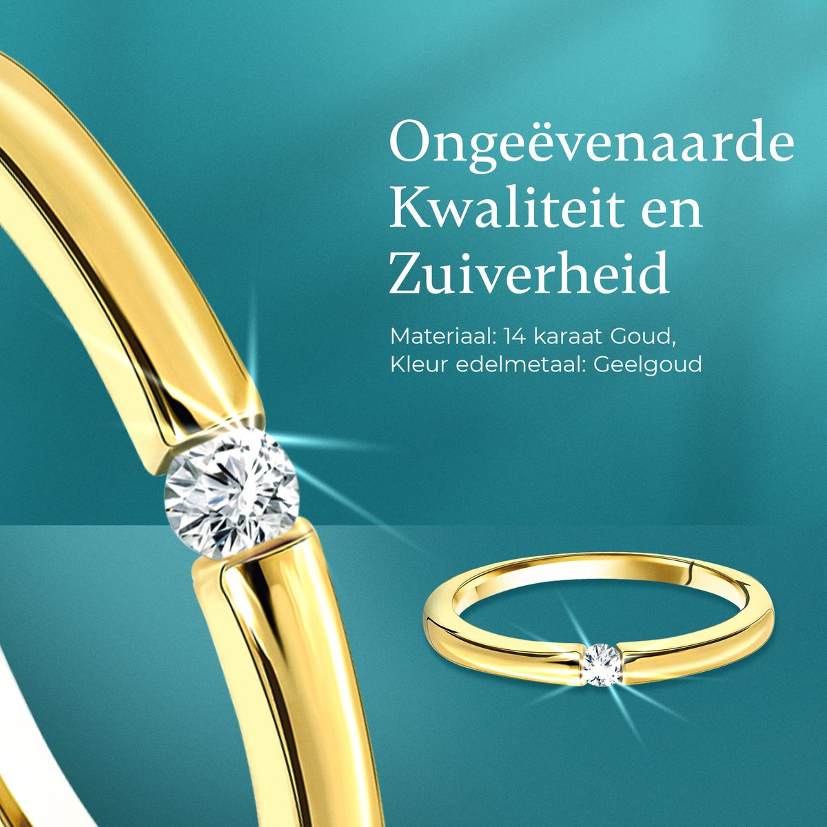 Miore Pure ring 14 karaat geelgoud diamant rond – afbeelding 4